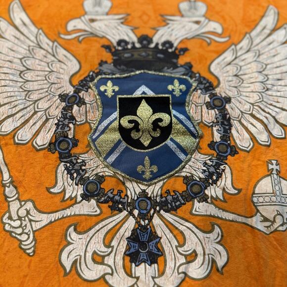 Avirex Tee Mens Large L Orange Graphic Eagles Coat of Arms JNCO Style - Picture 5 of 10